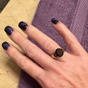 Elegant Brown Stone Gold Plated Ring. Size 7